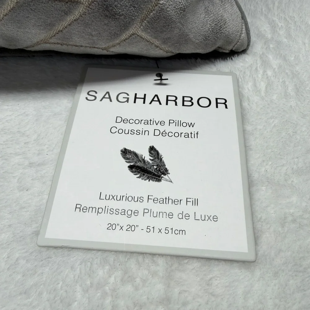 Sag Harbor‎ Decorative Pillow Luxurious Feather Fill Geometric Gray 20x20